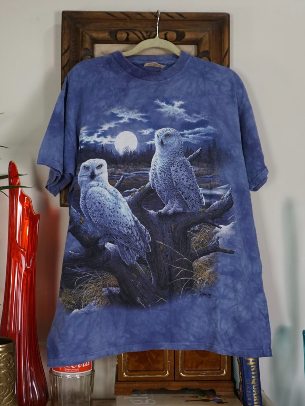 Vintage The Mountain Owl perching graphic tee shirt